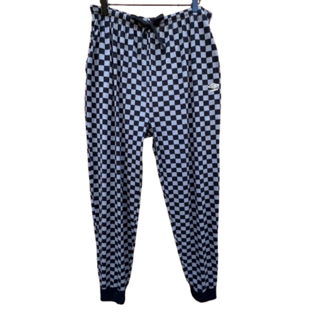 Umbro Lounge Joggers Mens Large Black Gray Checkered Athleisure Streetwear